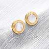 304 Stainless Steel Natural White Shell Stud Earrings EJEW-Z103-04G-02-1
