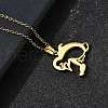 304 Stainless Steel Laser Cut Penguin with Fish Pendant Necklaces for Women Men NJEW-Q032-01B-G-2