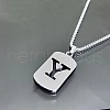 Rectangle with Laser Cut Letter 201 Stainless Steel Initial Pendant Necklaces WGA5E8C-25-1
