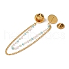 304 Stainless Steel & Dyed Stone Round Hanging Chain Brooch JEWB-S021-01G-02-3