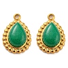 Natural Chalcedony 304 Stainless Steel Teardrop Charms G-D075-01G-02-1