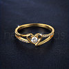 Heart Brass Micro Pave Clear Cubic Zirconia Finger Rings FS-WG243FC-04-1
