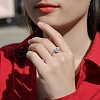 Rhodium Plated 925 Sterling Silver Micro Pave 6.5x3.9mm Moissanite Adjustable Rings for Women WGFA800-04-2