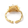Cloud with Sun Brass Micro Pave Cubic Zirconia Cuff Rings RJEW-P088-01G-3