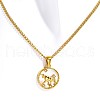 Ion Plating(IP) Stainless Steel Pave Shell Flat Round Constellation Pendant Twist Chain Necklaces PW-WG99157-02-1