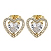 Brass Micro Pave Clear Cubic Zirconia Stud Earrings EJEW-C139-06G-4