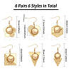 6 Pairs 6 Styles Blank Glass Dome Dangle Earrings EJEW-AB00003-2