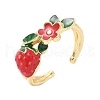 Brass Enamel Adjustable Cuff Rings for Women RJEW-G350-01B-G-4