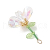 7Pcs 7 Colors Handmade Glass Beaded Flower Pendants PALLOY-MZ00742-4