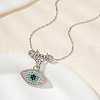 Elegant Vintage Brass Pave Colorful Shiny Cubic Zirconia Eye Pendant Necklaces for Women MM8596-2-3