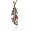 Antique Silver Alloy Enamel Leaf Pendants PALLOY-J207-03AS-1