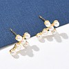 Cross Brass Stud Earrings EJEW-A132-01G-3