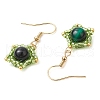Natural Tiger Eye Star Dangle Earrings EJEW-MZ00354-04-4