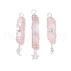 3Pcs 3 Styles Electroplated Natural Quartz Crystal Pointed Copper Wire Wrapped Pendants PALLOY-JF03767-05-1