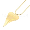 304 Stainless Steel Round Snake Chain Heart Pendant Necklaces for Women NJEW-H038-01G-1