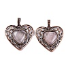 Natural Rose Quartz Peach Love Heart Pendants G-G158-01-18-1