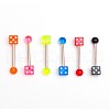 10Pcs Dice 316L Surgical Stainless Steel with Acrylic Tongue Rings FS-WGEA7F0-11-4