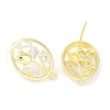Brass Pave Clear Cubic Zirconia Stud Earring Findings KK-F875-04G-1
