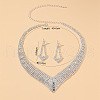 Triangle Alloy Rhinestone Pendant Necklaces & Stud Earrings Sets FS-WGEB3EF-01-4