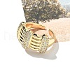 Brass Micro Pave Clear Cubic Zirconia Cuff Finger Rings for Women RJEW-B112-05G-3
