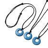 Ring Natural & Synthetic Mixed Gemstone Pendant Black Waxed Cord Adjustable Necklaces NJEW-G169-02-6