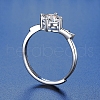 Rhodium Plated 925 Sterling Silver Moissanite Rhinestone Solitaire Ring AJEW-U007-21P-4
