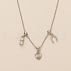 Heart Horseshoe Brass Pave Clear Cubic Zirconia Pendant Necklaces for Women FS-WG06C6B-02-1