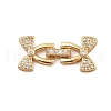Brass Micro Pave Clear Cubic Zirconia Fold Over Clasps KK-C075-04G-1