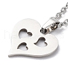 201 Stainless Steel Hollow Heart Pendant Necklace with Cable Chains NJEW-Q317-05P-3