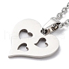 Non-Tarnish 201 Stainless Steel Hollow Heart Pendant Necklace with Cable Chains NJEW-Q317-05P-3