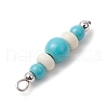 Dyed Synthetic Turquoise Round Rondelle Beaded Pendants PALLOY-JF03988-02-4