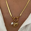 304 Stainless Steel Letter and Heart Pendant Necklaces for Women FS-WG694DF-19-3