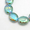 Faceted Electroplate Crystal Glass Oval Beads Strands EGLA-F059B-10-1