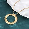 304 Stainless Steel Textured Ring Pendant Necklaces NJEW-H059-23G-3