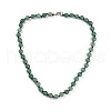 8mm Faceted Round Natural Green Aventurine Beaded Necklaces NJEW-F327-01A-02-2