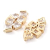 Brass Pave Clear Glass Connector Charms KK-Q811-03KCG-2