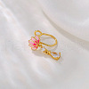 Clear Cubic Zirconia with Enamel Pink Lotus Flower Clip on Nose Rings FS-WG6F390-01-4