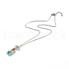 Glass Bottle with Synthetic Turquoise Chips Pendant Necklace NJEW-JN03841-01-2