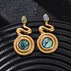 304 Stainless Steel Natural Paua Shell Stud Earrings EJEW-Z103-03G-01-2