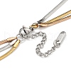 304 Stainless Steel Multi Layered Flat Snake Chain Necklaces NJEW-H043-08MC-3