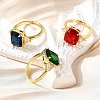 Brass Micro Pave Cubic Zirconia Finger Rings for Women RJEW-F181-11G-4