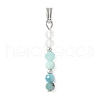 Faceted Round Natural Quartz Crystal & Amazonite & Apatite Beaded Pendants PALLOY-JF03529-03-1