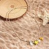 Summer Beach Porcelain Fish & Natural Cowrie Shell Pendant Cotton Cord Adjustable Necklaces FS-WG63638-03-1