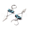 Triangle with Eye Brass Glass Seed Beaded Leverback Earrings EJEW-MZ00452-01-4