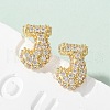Brass Micro Pave Cubic Zirconia Stud Earrings EJEW-Z091-04G-J-1