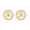 Brass Micro Pave Clear Cubic Zirconia Stud Earring Findings KK-S364-043-1