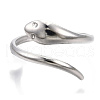 Non-Tarnish 304 Stainless Steel Snake Cuff Ring RJEW-N038-113P-3