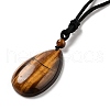 Natural Tiger Eye Pendant Necklace with Nylon Cord for Women NJEW-L464-A02-2