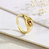 Brass Micro Pave Cubic Zirconia Cuff Rings for Women FS-WG0CF5A-02-1