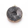 Edge Golden Plated Natural Druzy Agate Pendants G-S359-185-3